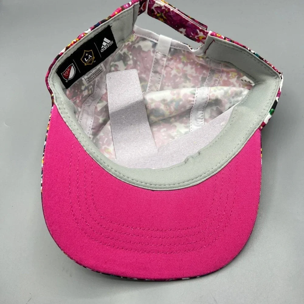 Los Angeles LA Galaxy 5 Panel Hat Girl 7-16 Pink Adidas MLS Strap Back Cap New‎